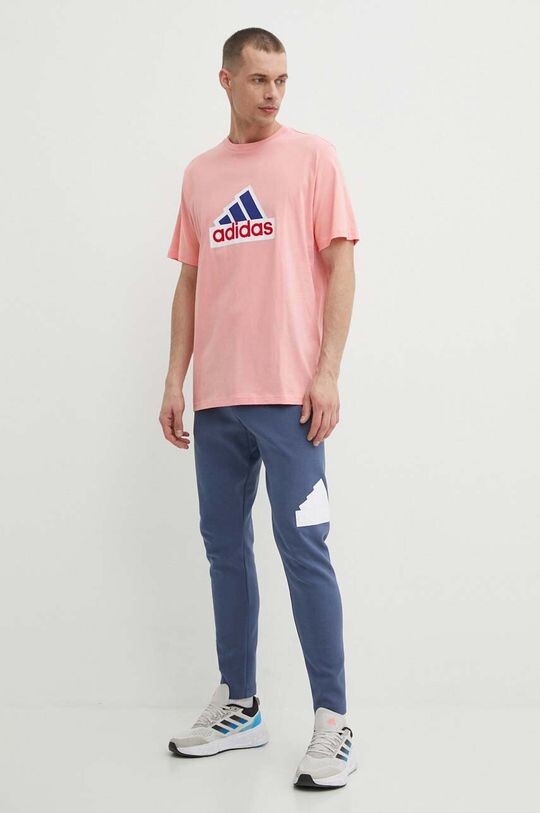 Хлопковая футболка adidas, розовый — фото 2