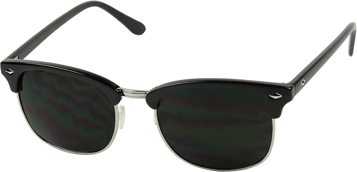 

Солнцезащитные очки ShadyVEU Super Dark Round Semi Rimless Sunglasses UV Protection Retro 60's Half Frame Vintage English Nose Piece, Black W/ Silver Trim