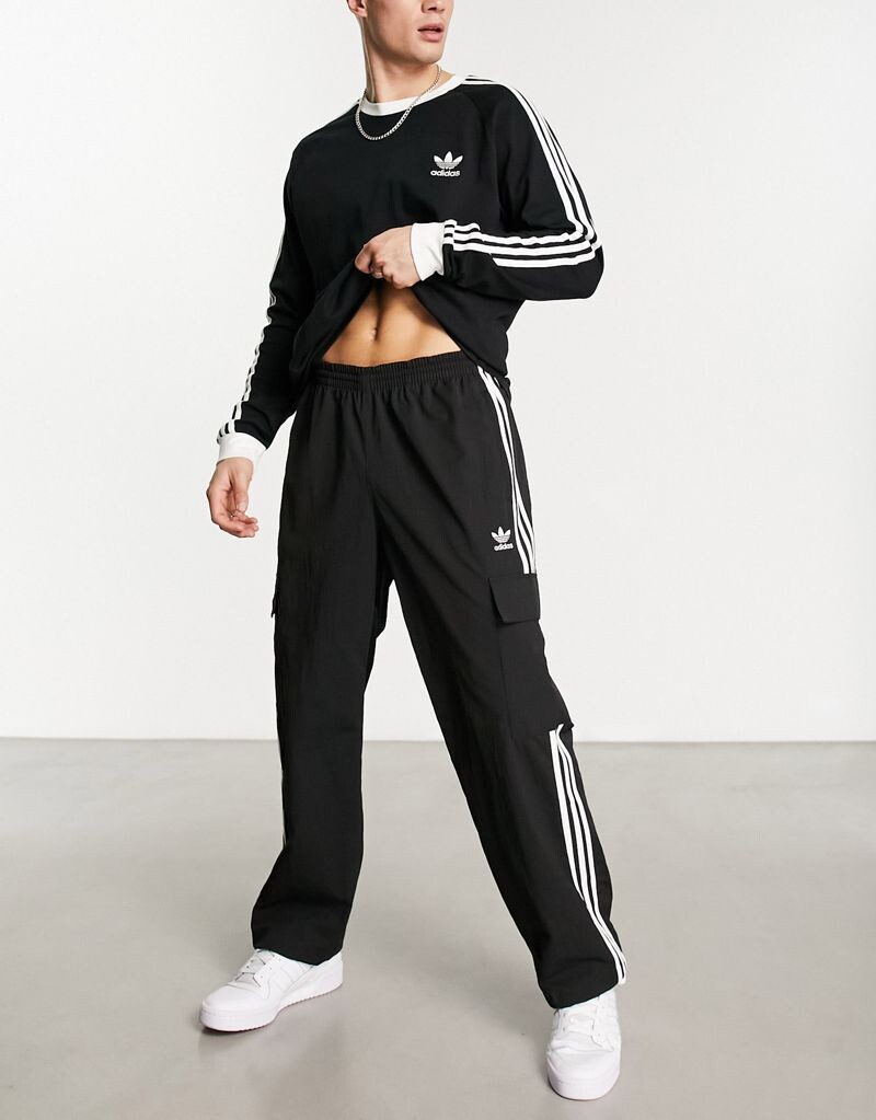 

Черные брюки карго с 3 полосками adidas