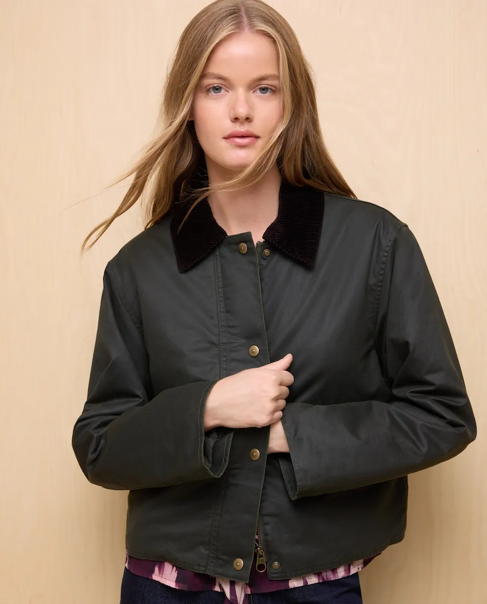 

Короткая вощеная парка с вельветовым воротником Easy Wear, хаки