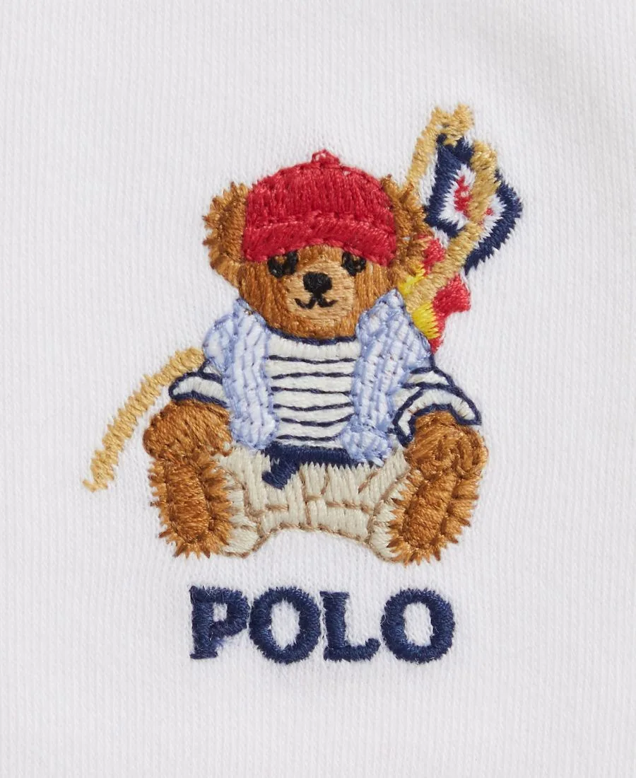 Детский комплект для мальчика: поло с принтом медведя и шорты Polo Ralph Lauren, белый, красный — фото 3