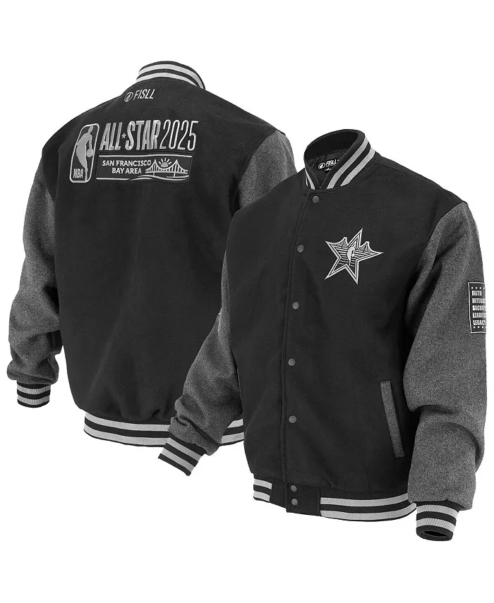 

Мужская и женская черная бейсбольная куртка с полной застежкой на молнию All-Star Game 2025 FISLL