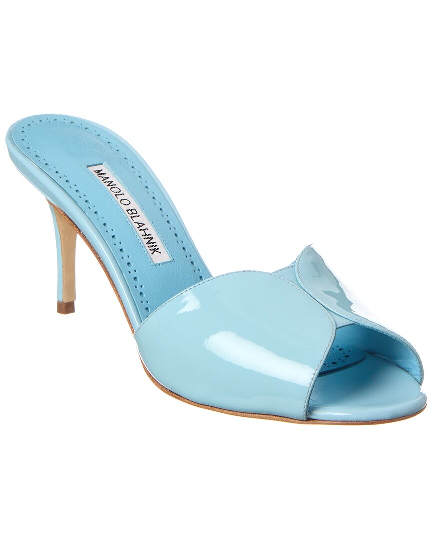 Лакированные сандалии Manolo Blahnik Houramu 70, синий