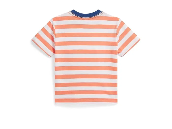 Футболка с полосками и карманом Polo Ralph Lauren Kids, Poppy/White — фото 2
