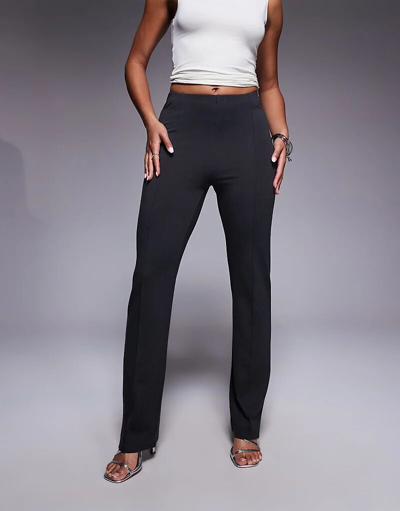 

Брюки прямого кроя с разрезами и защипами ASOS DESIGN темно-серого цвета