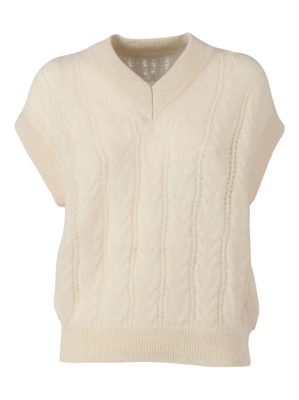 

Жилет фактурной вязки с V-образным вырезом Filippo De Laurentiis, нейтральный