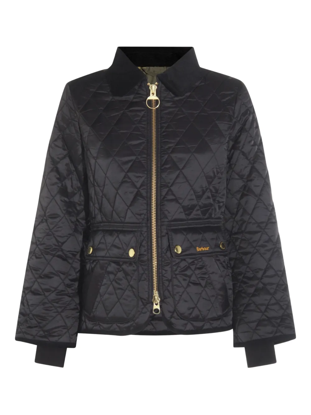 

Пальто с ромбовидной стежкой и застежкой-молнией спереди Barbour, черный
