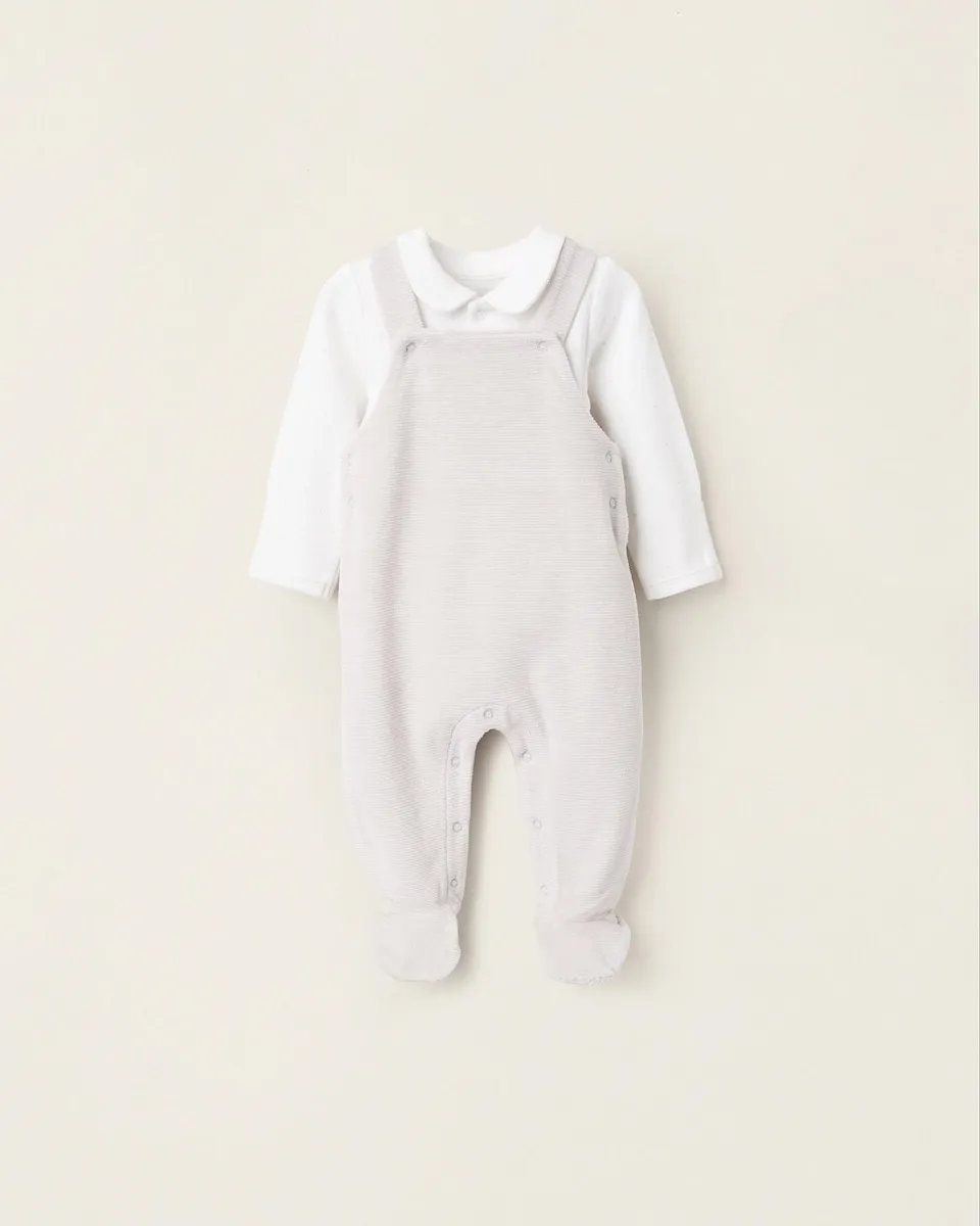 

Набор для малыша из бархата в горошек Zippy, серый