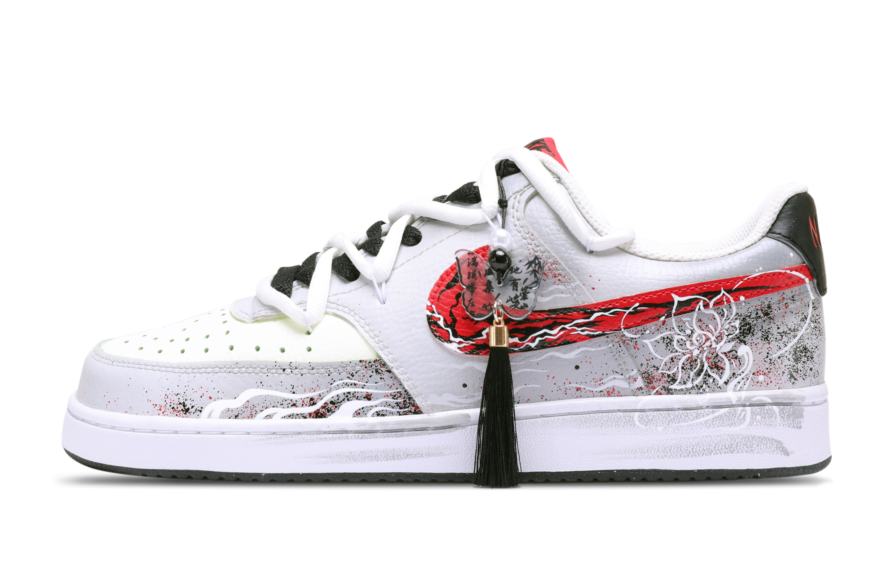 

Nike Кроссовки Court Vision 1 Unstained Heart, износостойкие, низкие, для скейтбординга, мужские, красные, белые, серые