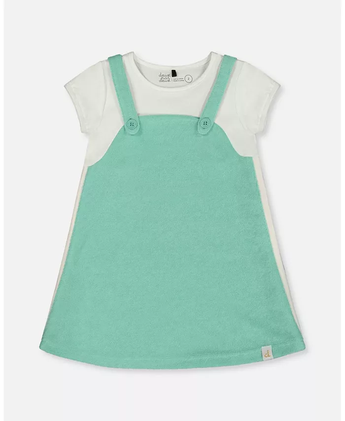 

Платье из махровой ткани для девочек Turquoise And Off-White Deux par Deux, зеленый