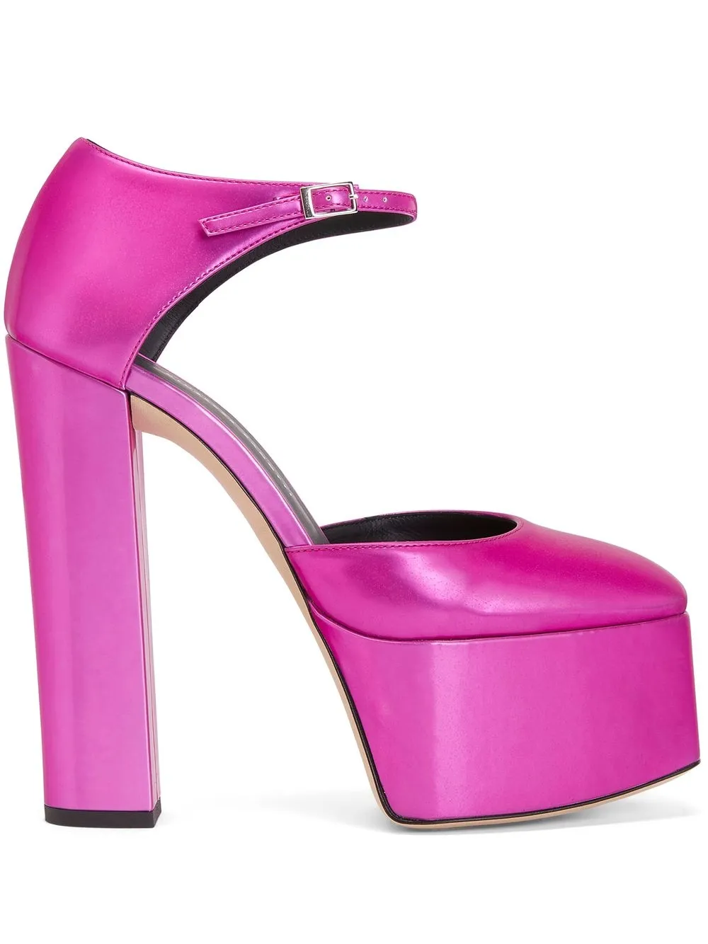 Туфли на блочном каблуке с эффектом металлик Giuseppe Zanotti, розовый