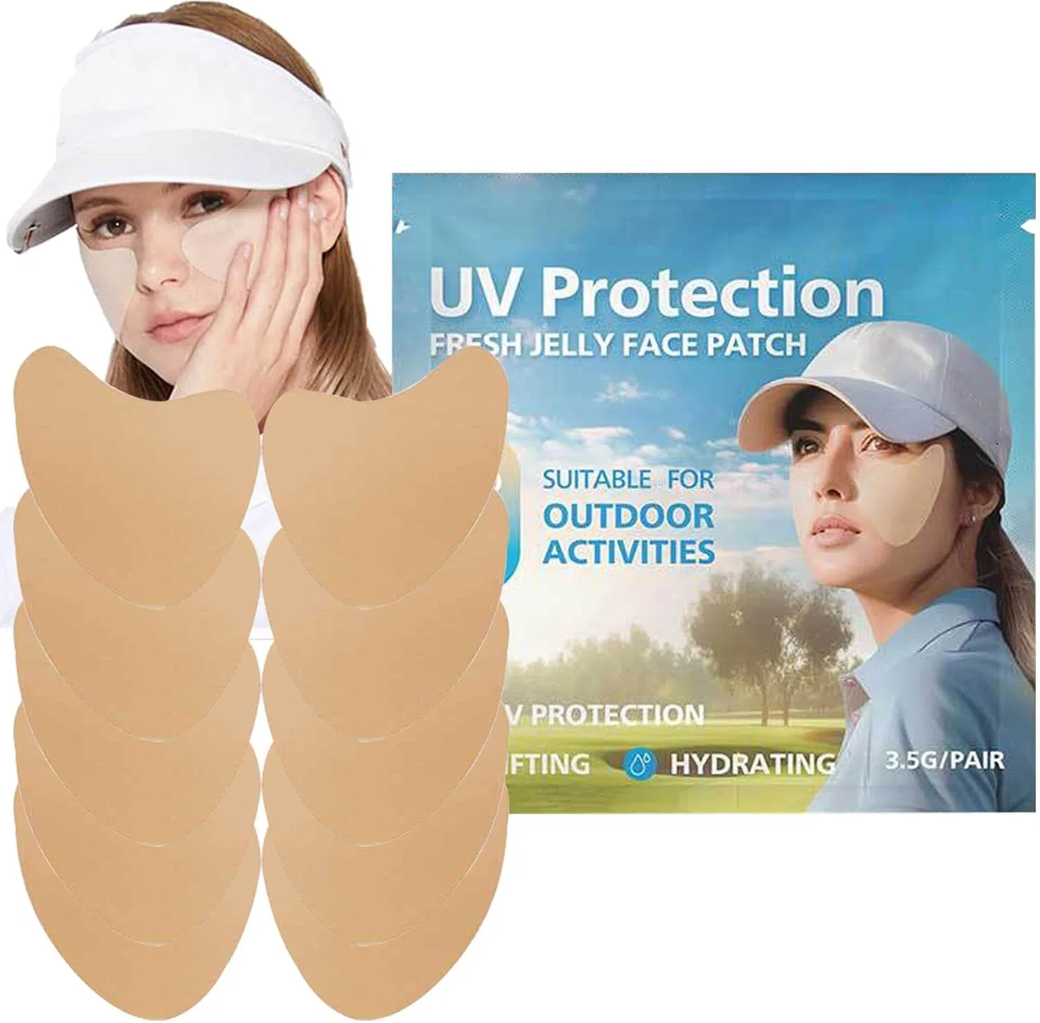 Патч для лица от солнца Golf Face Patch, 5 пар Generic