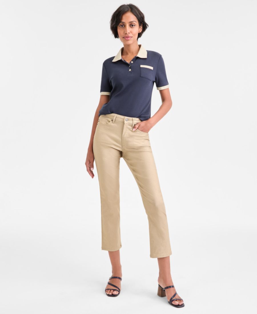 

Женские джинсы прямого кроя с фольгированным покрытием Tommy Hilfiger, Gold