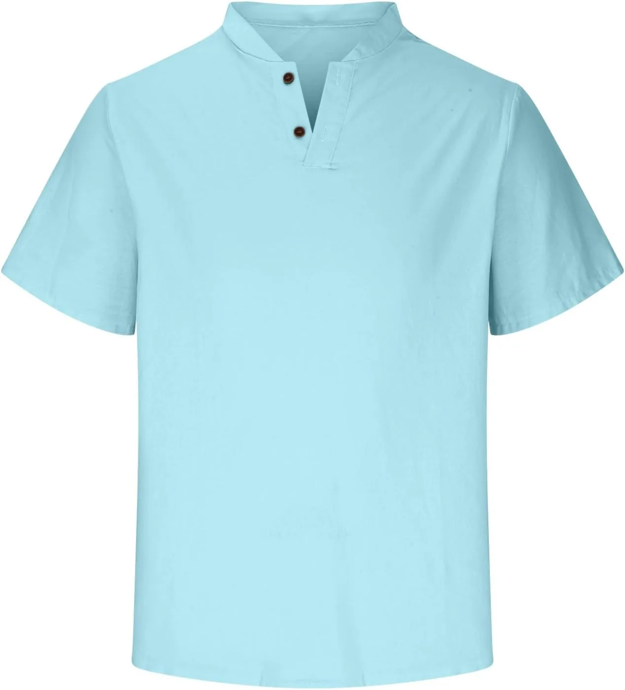 Мужская хлопковая футболка с V-образным вырезом Henley, короткий рукав, Slim-Fit — фото 4