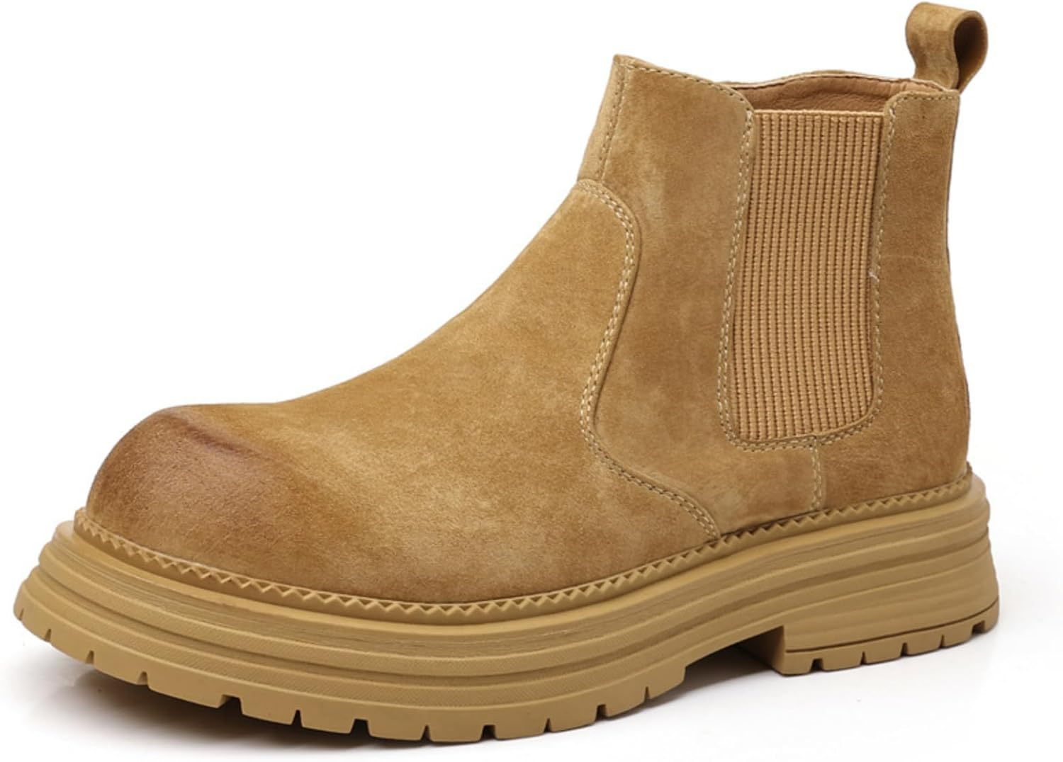 

Мужские ретро-челси ботинки Стильные кожаные ботинки Удобные слипоны для отдыха на открытом воздухе Macefil, желтый