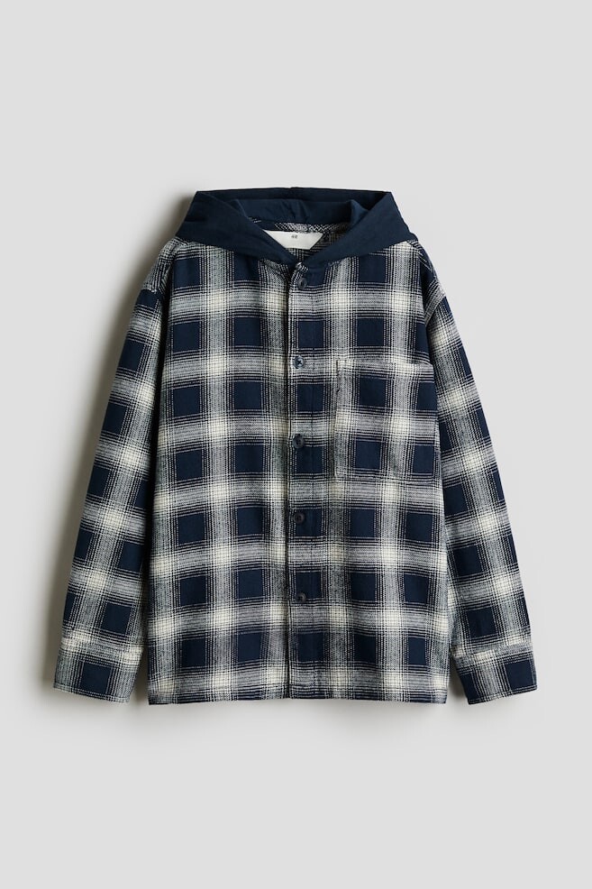 

Фланелевая рубашка с капюшоном H&M, синий