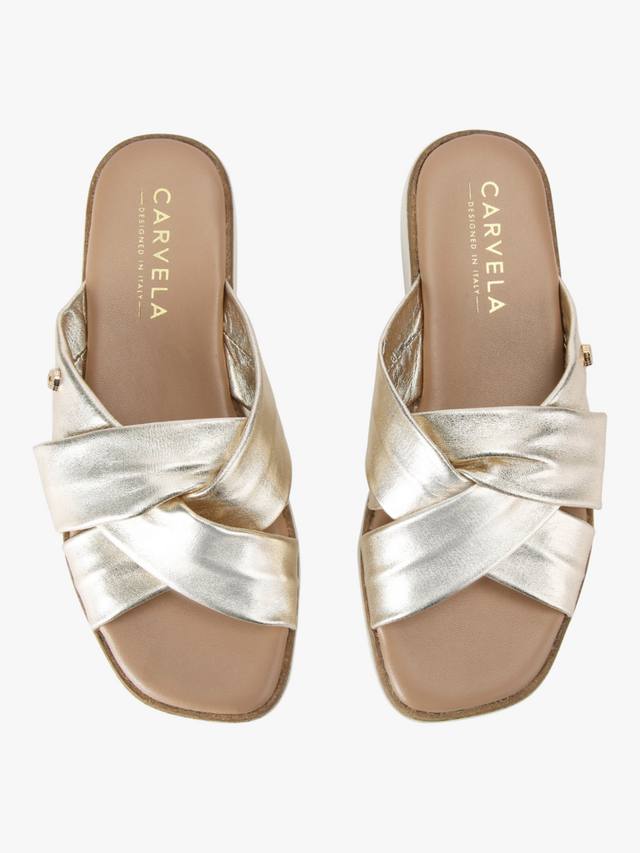 Сандалии на стельке из кожи vita с перекрестным ремешком Carvela, золотой — фото 2