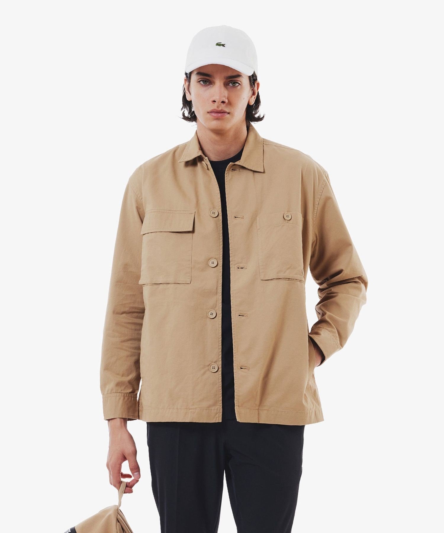 Рабочая рубашка-куртка из хлопчатобумажной саржи LACOSTE, Beige