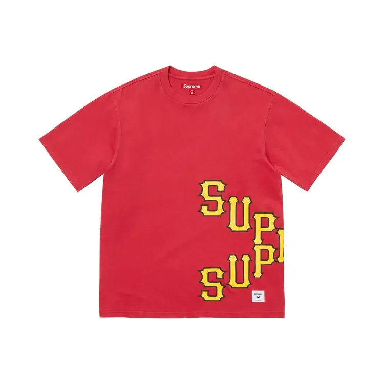 Футболка Supreme Cracked Spellout с коротким рукавом, цвет «выцветший красный»