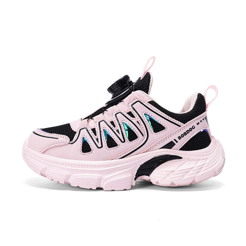 

Нескользящие дышащие низкие детские кроссовки для бега BOBDOG, черный/розовый