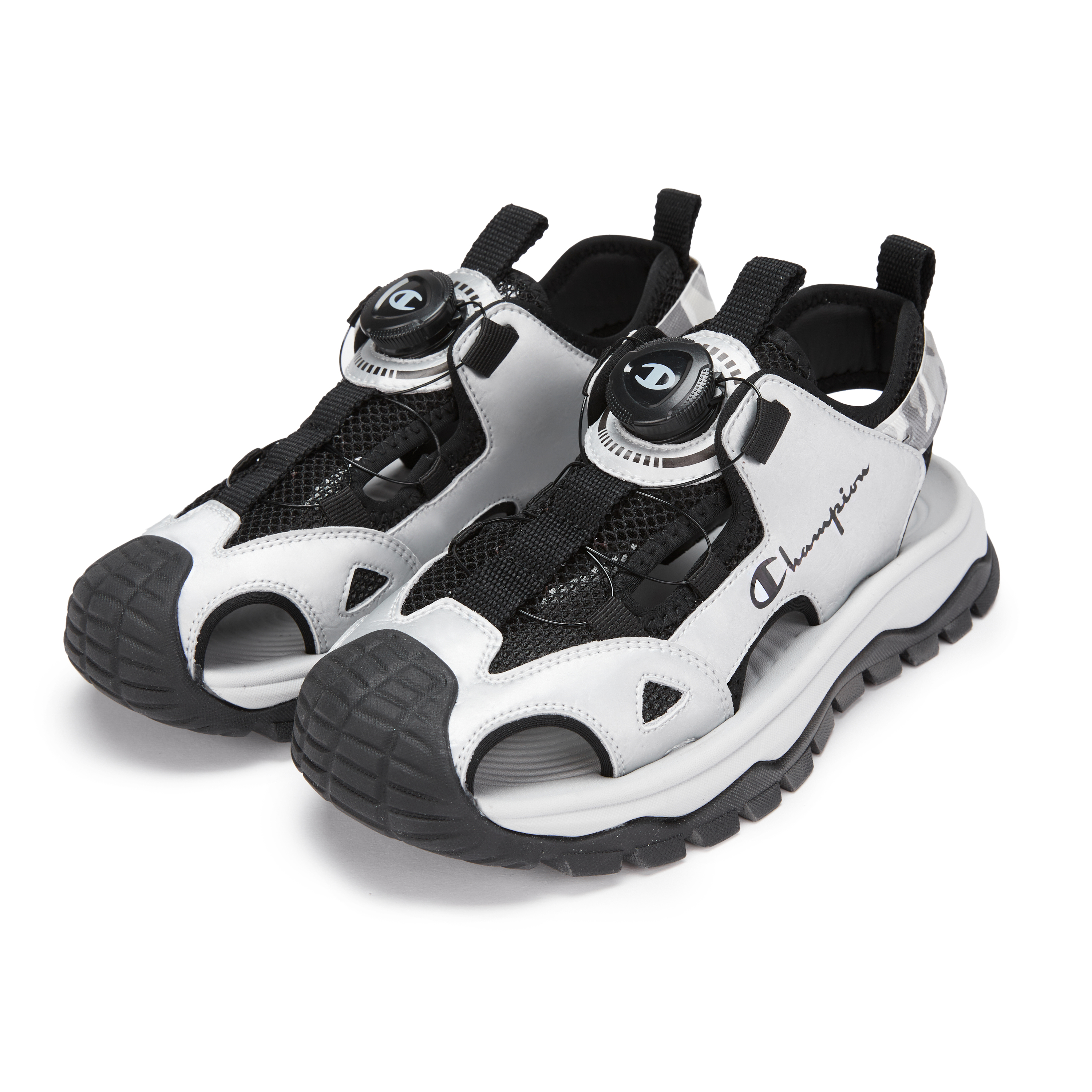 Детские сандалии с камуфляжным принтом Shell Shoes Kids' Champion Kids, серебряный — фото 2