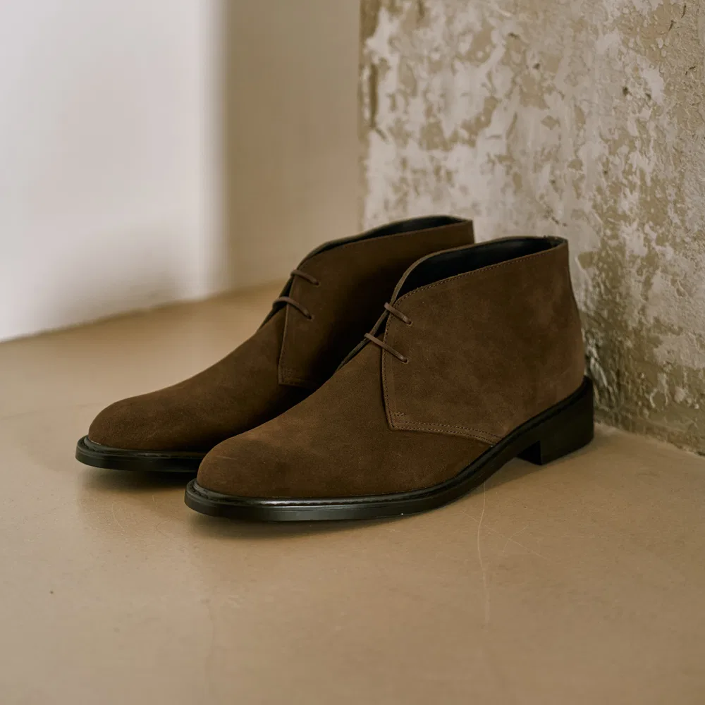 Мужские замшевые ботильоны Tobacco Ankle Chukka тёмно-коричневые на каблуке 4 см от Customade