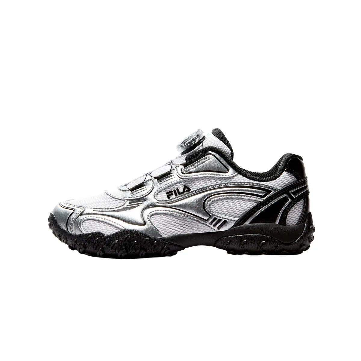 Heritage FHT Textile, Synthetic Leather Breathable Rebound Low top Running Shoes Kids' FILA KIDS, FILA White/Space Silver