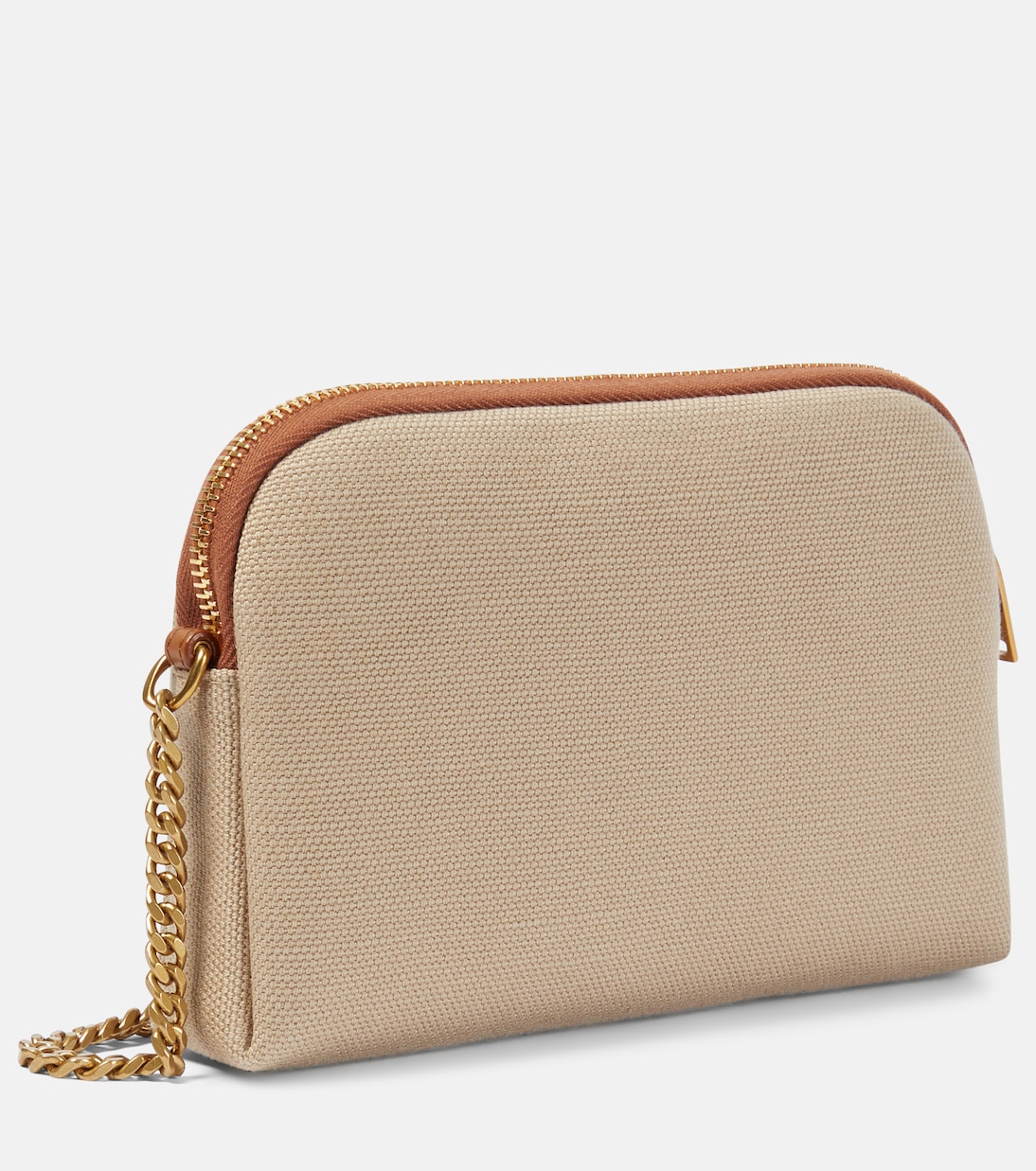 Сумка-шоппер Gaby из ткани с кожаными деталями Saint Laurent, Desert Dust + Brick — фото 4