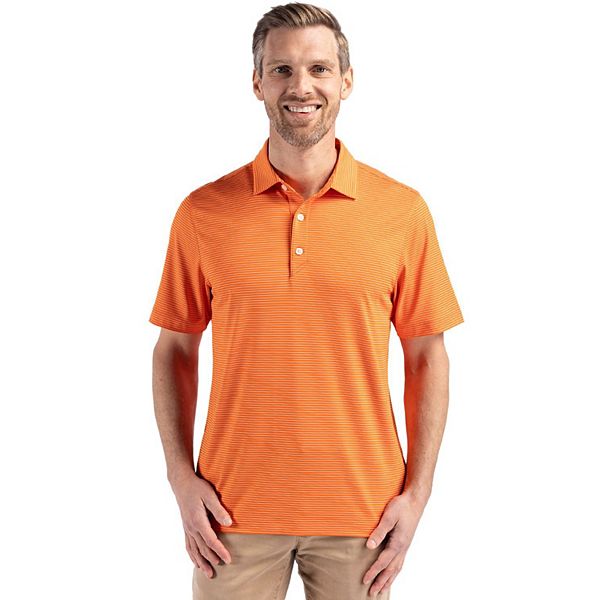 

Мужская поло Forge fine line stripe stretch recycled Cutter & Buck, College Orange White