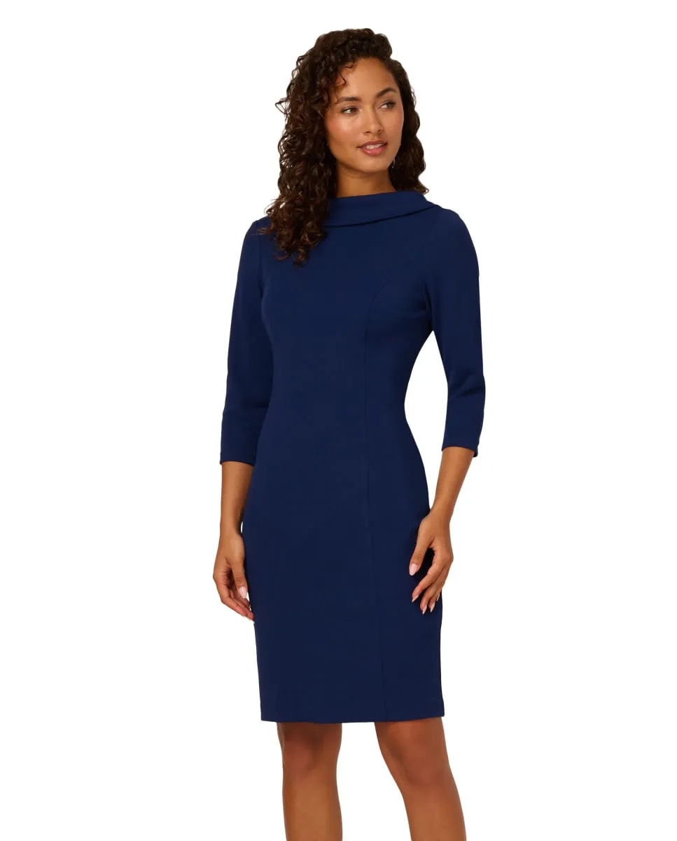 

Платье с вырезом на спине в форме буквы U и рукавом-французом Adrianna Papell, темно-синий