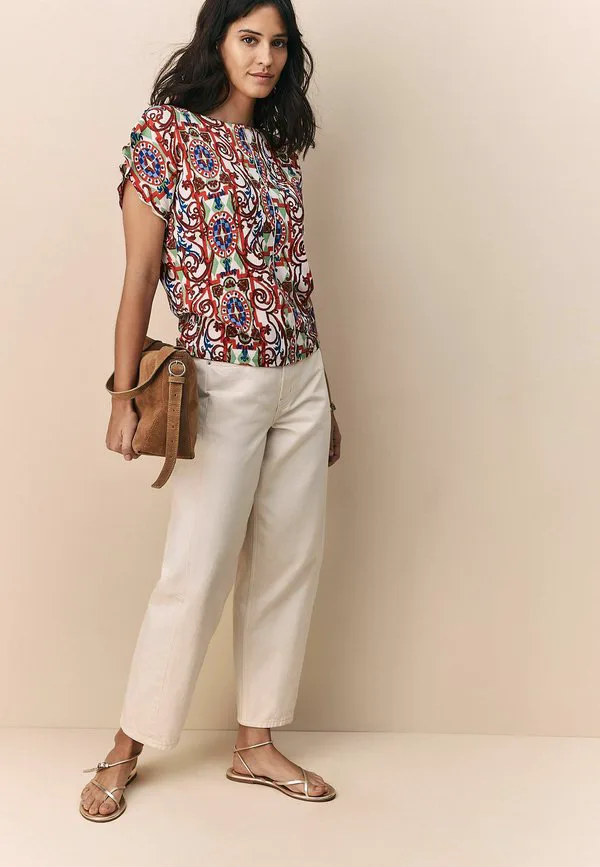 

Футболка прямого кроя с рукавами-крылышками и текстурированным принтом. Next, Multi Tile Print