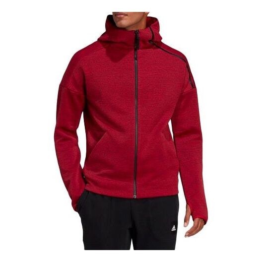 

Куртка adidas Athleisure Casual Sports Cozy Training Zipper Hooded Jacket Red, красный