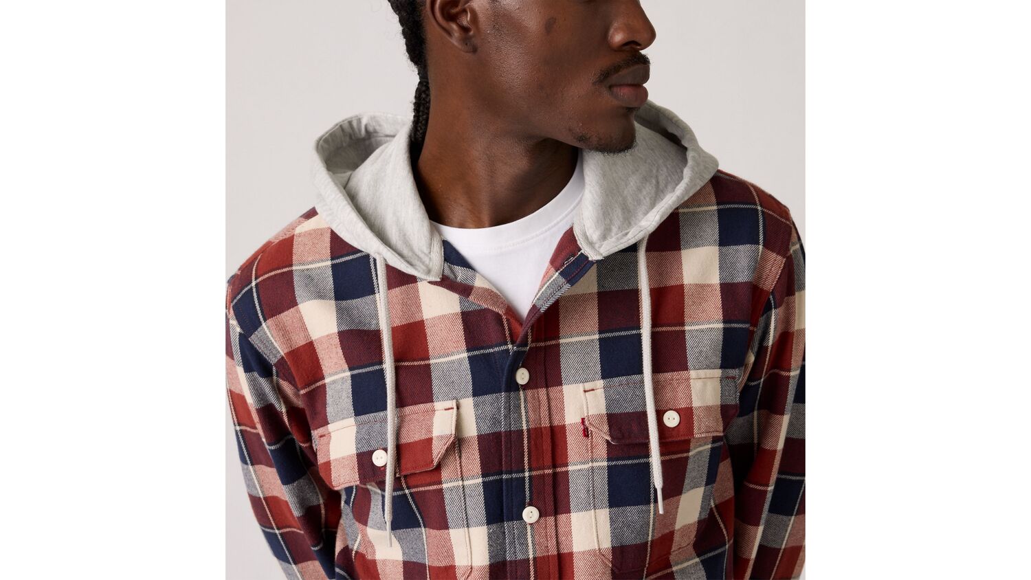 Классическая рабочая рубашка с капюшоном в клетку Levi's, Reeve Plaid Russet Brown - Brown — фото 4