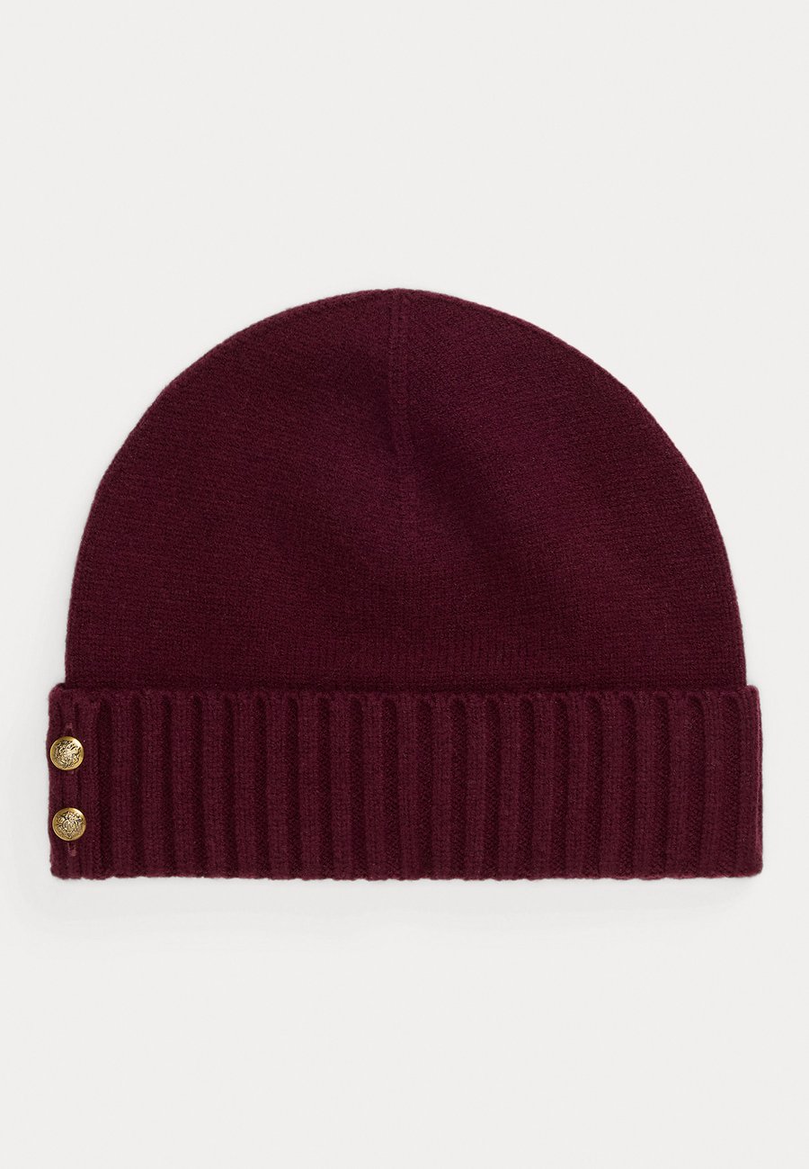 

Шапка Lauren Ralph Lauren BUTTON-TRIM KNIT BEANIE, Dark Garnet/Bordeaux
