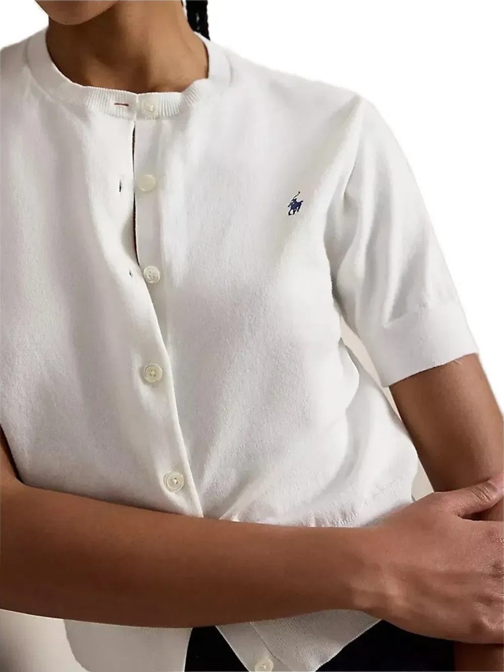 Кардиган с логотипом на пуговицах Polo Ralph Lauren, белый — фото 4