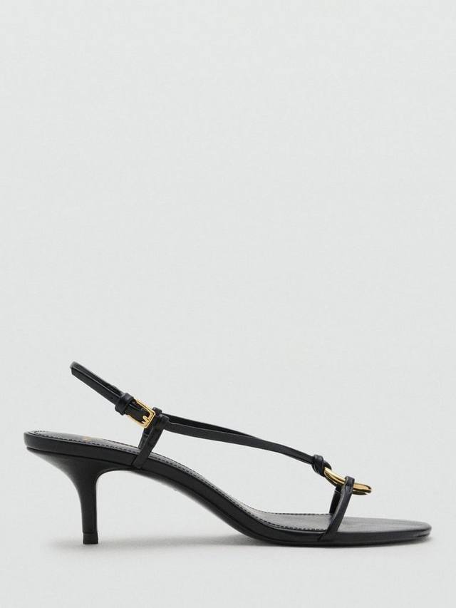Анилла босоножки на киттен каблуке Mango, Black