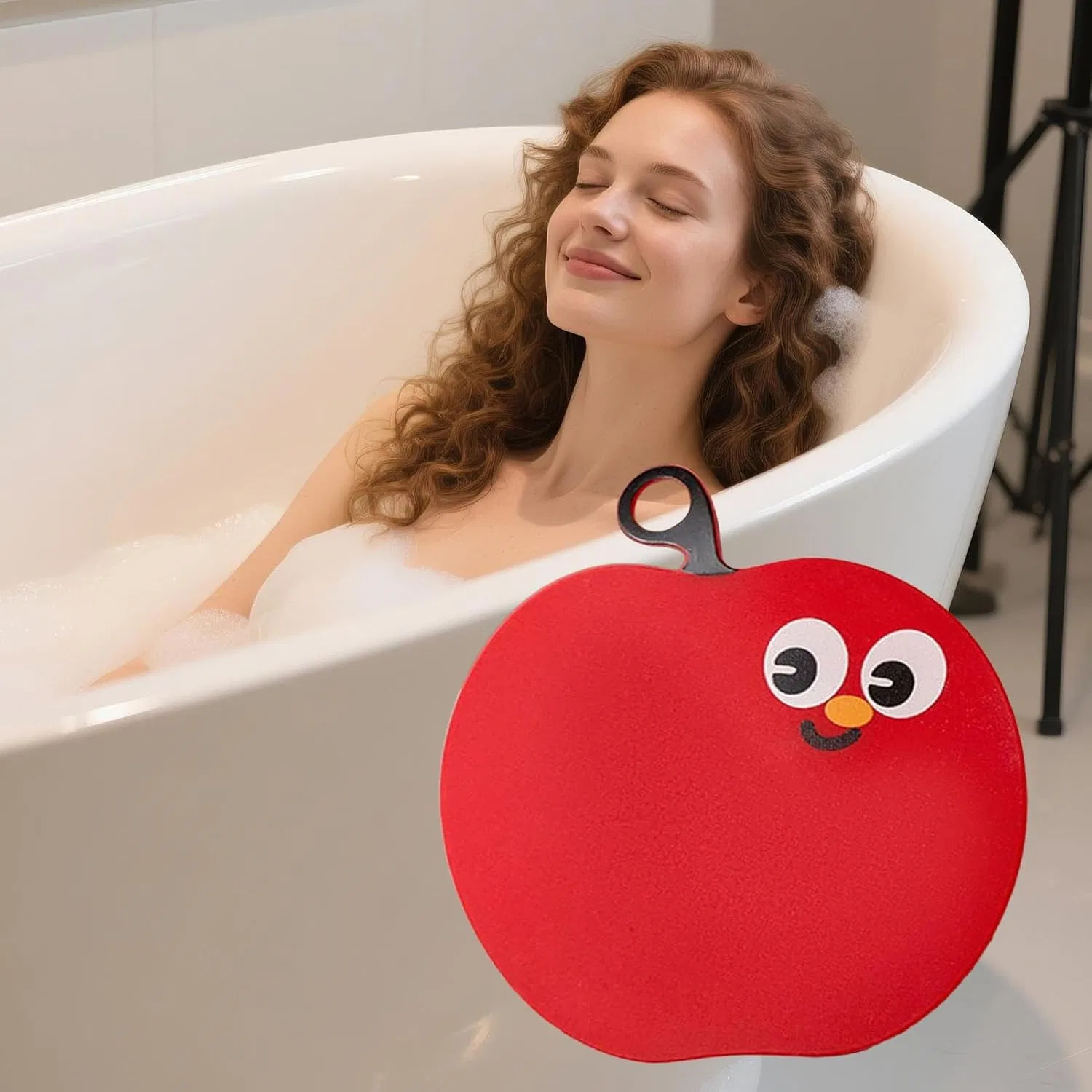 Силиконовая отшелушивающая щетка для тела с присоской Uoqpty, Red — фото 3