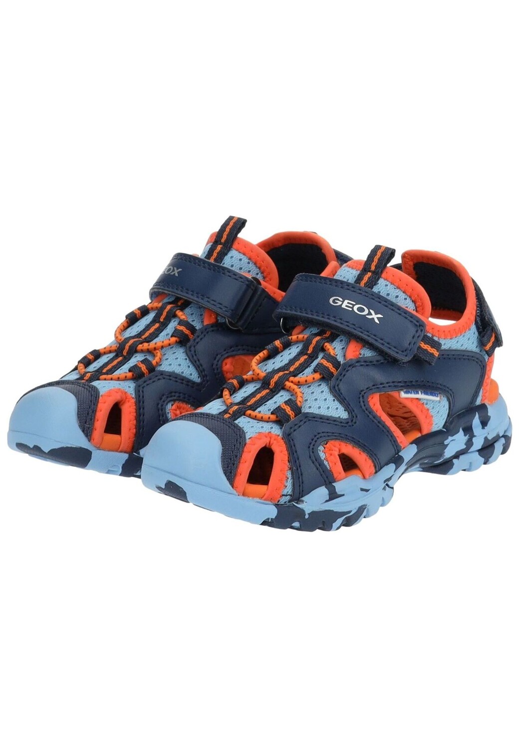 Сандалии из искусственной кожи и сетки GEOX, цвет Blau Orange — фото 4