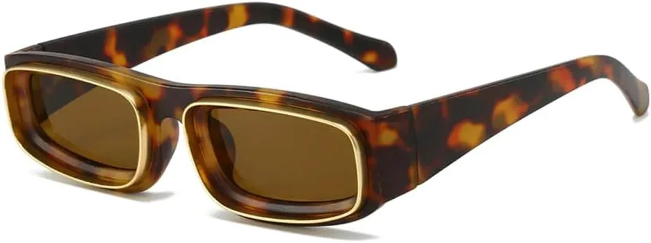 

Солнцезащитные очки 2027 квадратной формы для женщин и мужчин, винтажные солнцезащитные очки в двойной оправе, популярные очки в маленькой оправе MTZJH, Leopard Tea