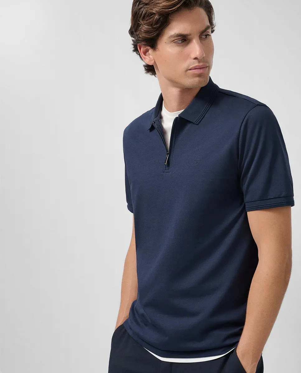 

Мужская футболка поло с коротким рукавом, текстурная Roberto Verino, темно-синий