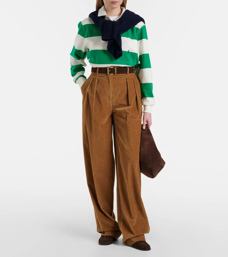 Полосатая хлопковая трикотажная рубашка-поло Polo Ralph Lauren, зеленый — фото 2
