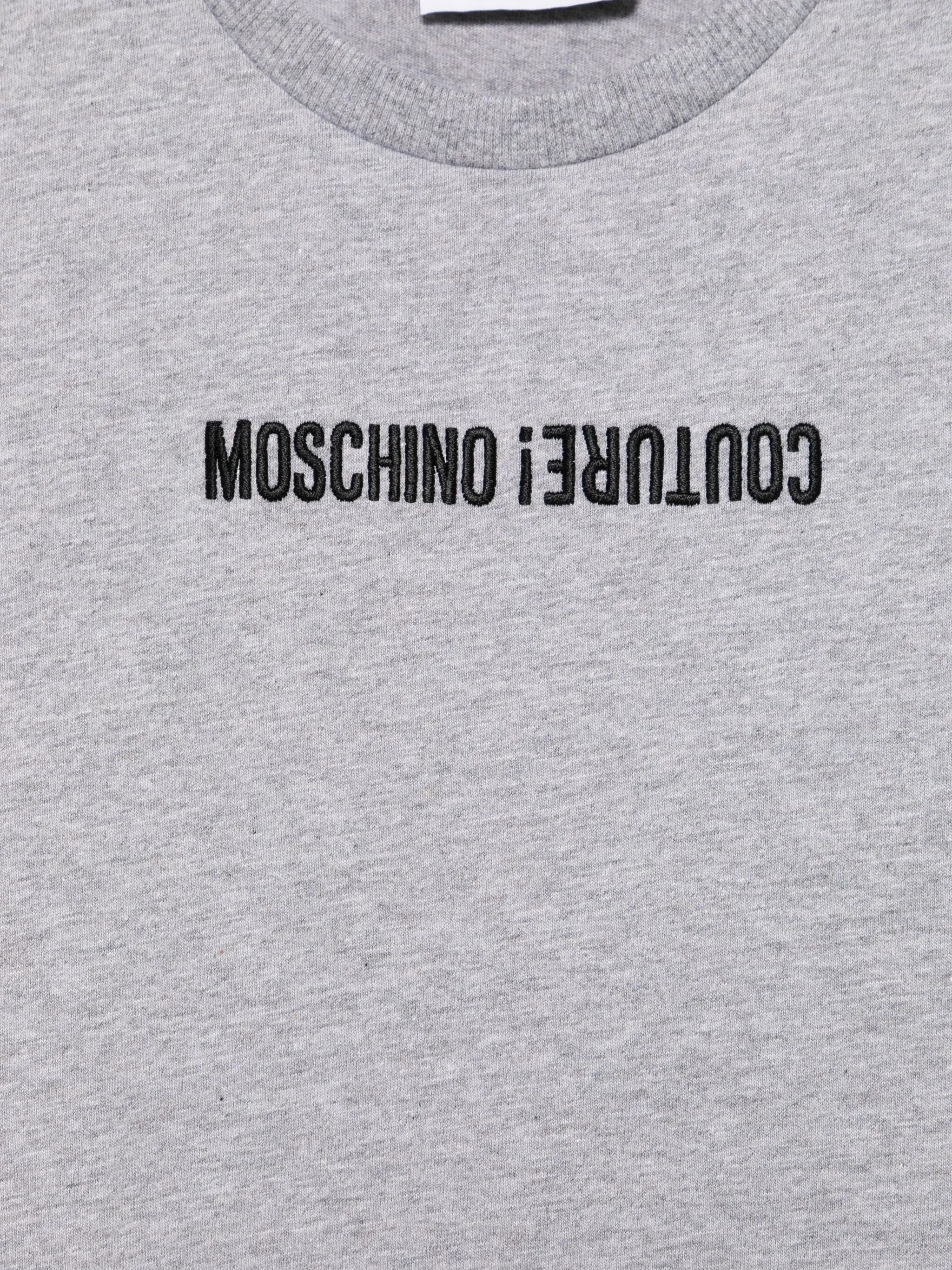Футболка с вышитым логотипом Moschino Kids, серый — фото 3