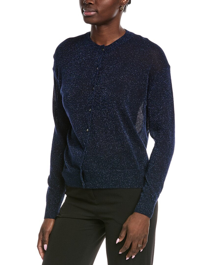 

Осенняя кашемировая мерцающая кардиган из смеси кашемира и шелка Autumn Cashmere, синий