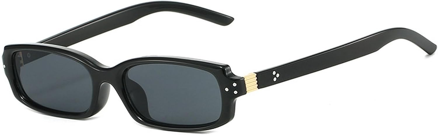 

Модные прямоугольные солнцезащитные очки для женщин и мужчин в стиле ретро, ​​маленькие узкие прямоугольные солнцезащитные очки в стиле 90-х, унисекс, стильные очки mincl, Black