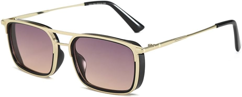 

Женские прямоугольные солнцезащитные очки с металлическим плоским верхом и двойной перемычкой, мужские солнцезащитные очки для активного отдыха и рыбалки, защита от УФ-излучения UV400 VFDHN, C01 Gold Brown