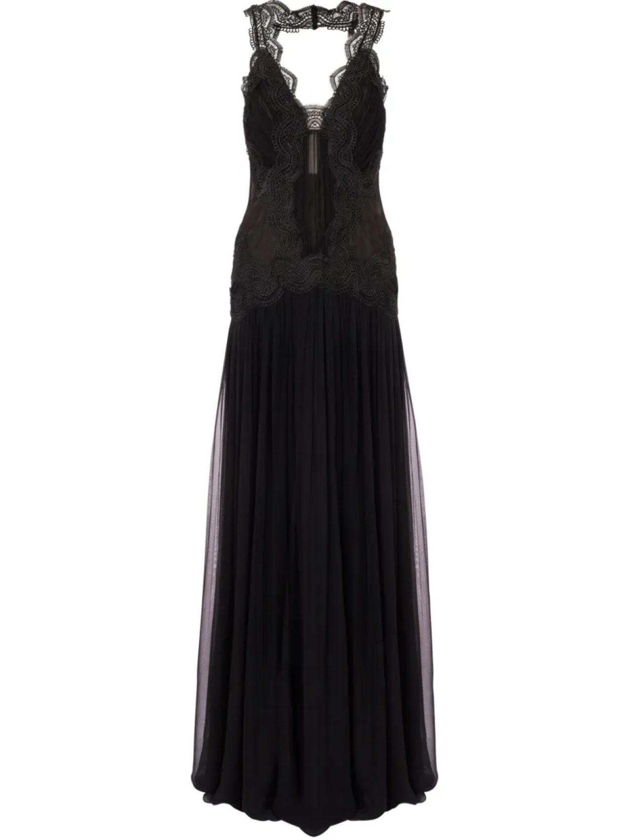 

Платье макси с английской вышивкой Alberta Ferretti, черный