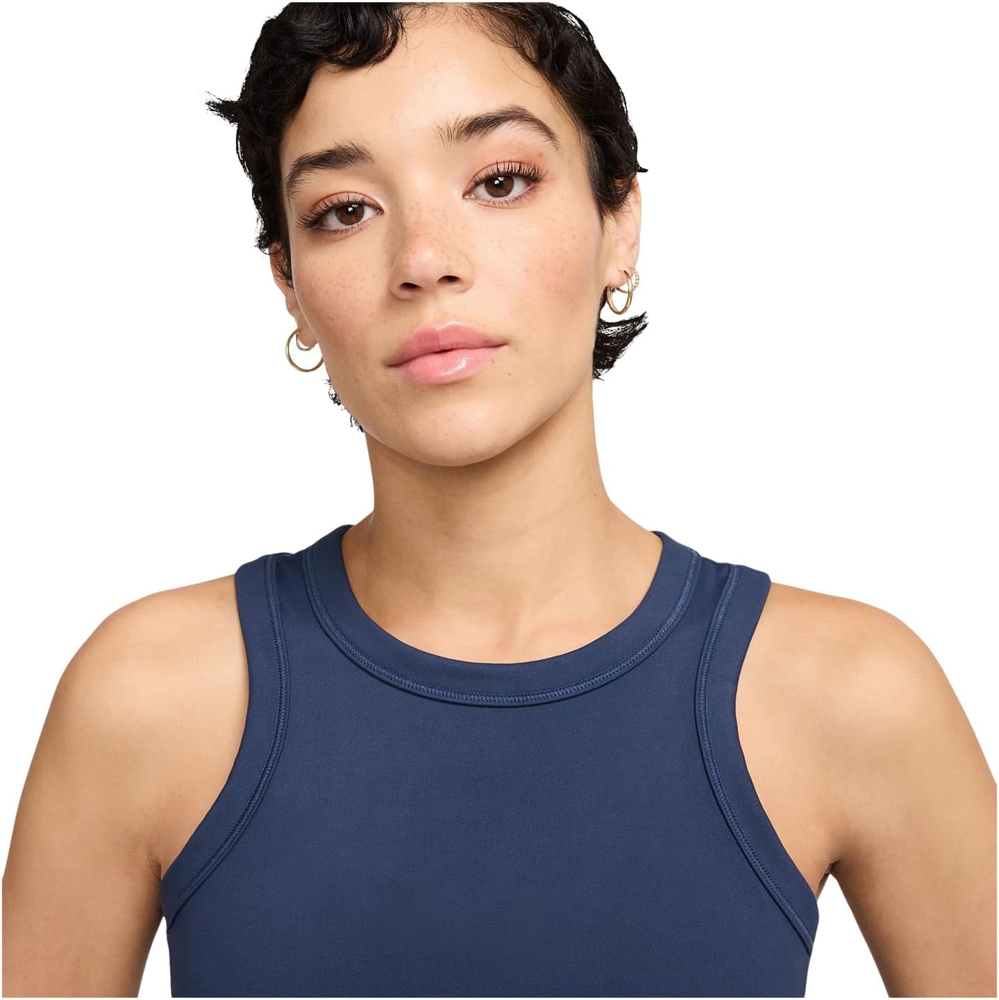 Топ Nike One Fitted Dri-FIT Cropped Tank Top, цвет Midnight Navy — фото 3
