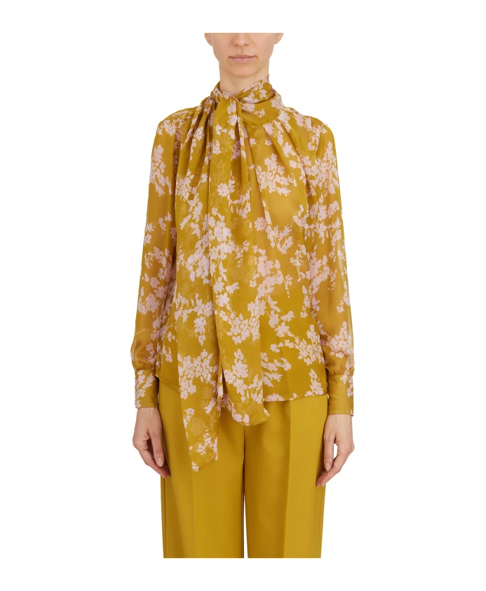 

Шелковая блузка с цветочным узором Elisabetta Franchi, желтый