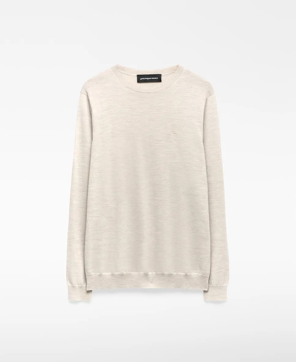 

Мужской джемпер из шерсти мериноса с круглым вырезом Adolfo Dominguez, бежевый