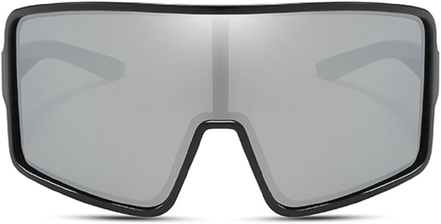 

Спортивные солнцезащитные очки большого размера с обтекаемой формой для женщин и мужчин, футуристические очки с изогнутыми линзами, модные солнцезащитные очки-щитки в стиле Y2K mincl, Silver